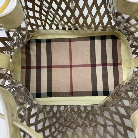 Burberry Patent Leather Clear Check Bucket Bag